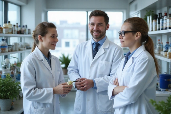 Scientists in a modern lab setting, symbolizing innovation