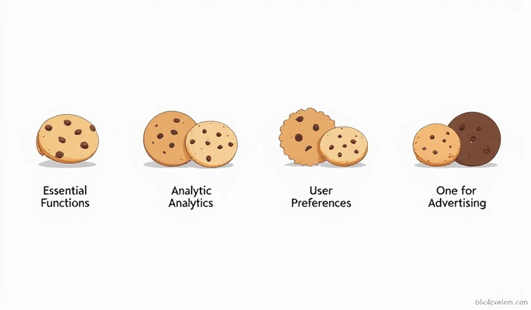 Various types of cookies represented as icons
