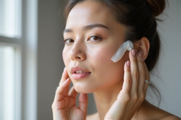 Woman applying luxurious cream